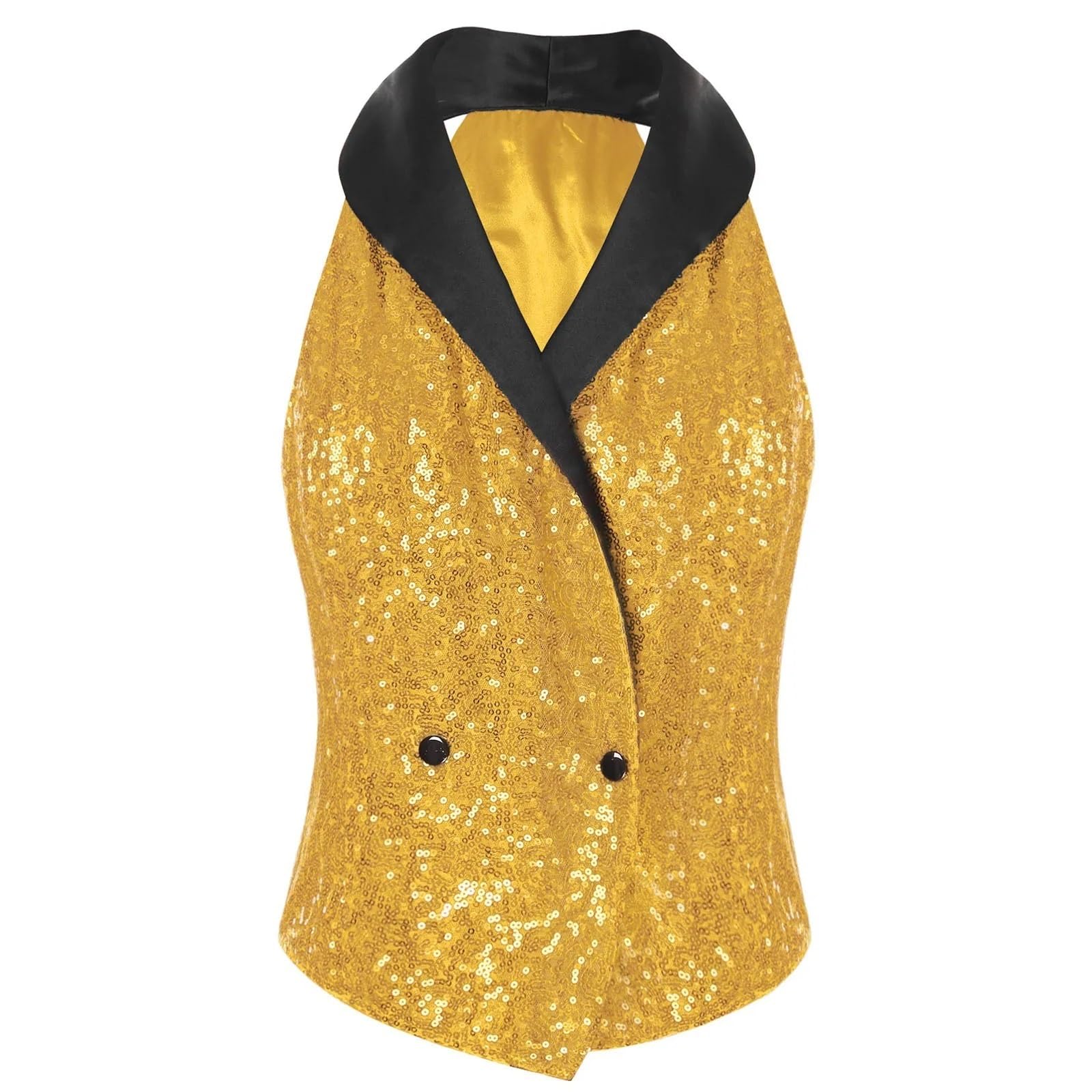Top con Paillettes Completo da Donna con Paillettes Glitterate, Gilet con Paillettes Scintillanti, Scollo a V, Senza Maniche, Elegante, for Serate, Feste, Cocktail, Costume.