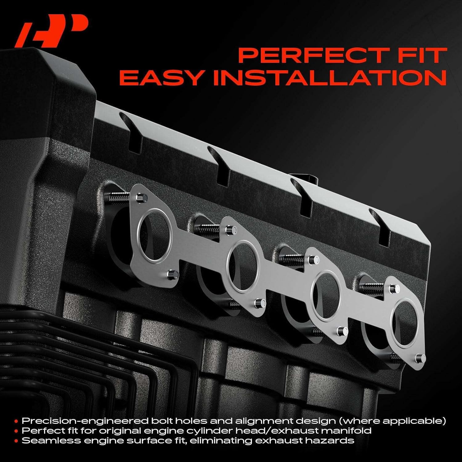 A-Premium V8 Exhaust Manifold Gasket Set Compatible with Chevrolet & GMC | for Chevrolet Silverado 1500 LD, Tahoe, Camaro, Suburban, Express 4500 & GMC Sierra 1500 Limited, Yukon & Cadillac Escalade