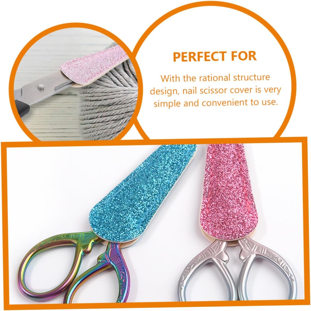2Pcs Manicure Scissor Covers Glitter Protector Sleeves for Nail Shears Stylish and Convenient Scissor Tip Covers for Nail Care and Storage
