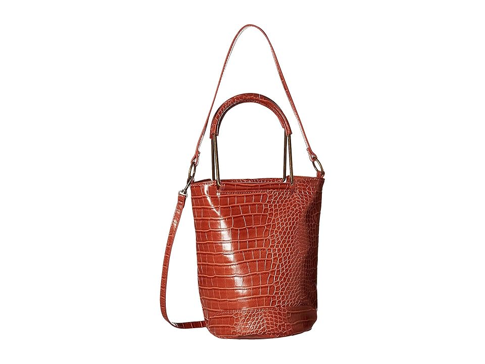 

T-Shirt & Jeans Croc Metal Handle Convertible Tote (Rust) Tote Handbags, Red
