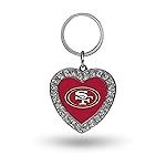 Rico Industries NFL San Francisco 49ers Metal Rhinestone Heart Keychain , 1.38 x 3