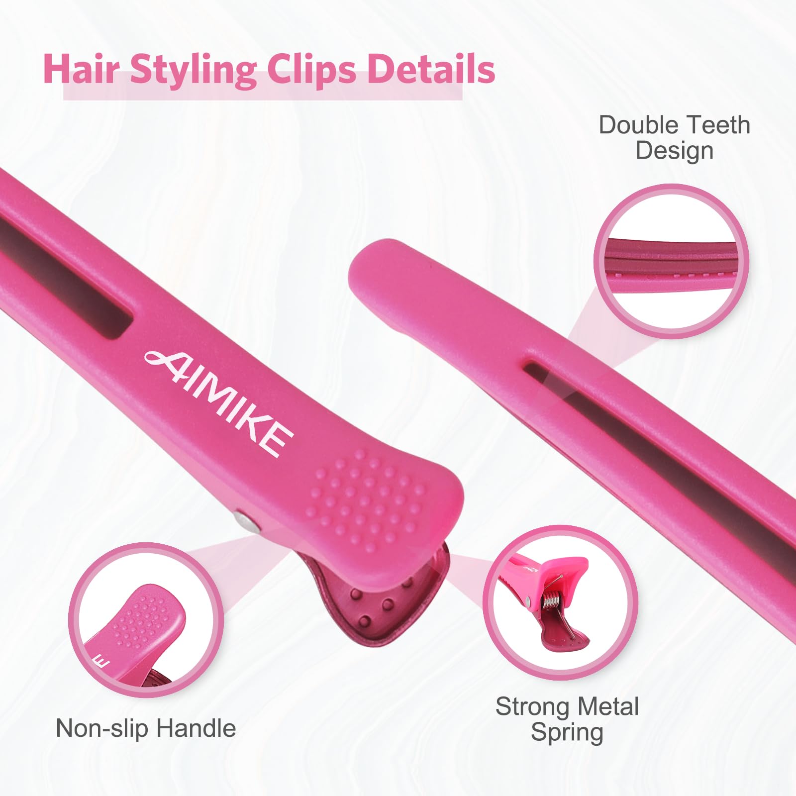 AIMIKE 6pcs Duck Billed Hair Clips with Silicone Band - No Crease Styling & Sectioning Clips, Salon Rainbow & Neon - Image 4
