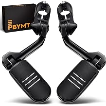 PBYMT Highway Pegs Long Angled 304 Stainless Steel, Highway Footpegs Footrest Fit For 1&1.2525/32mm Crash Bars Compatible with Harley Davidson Touring Black