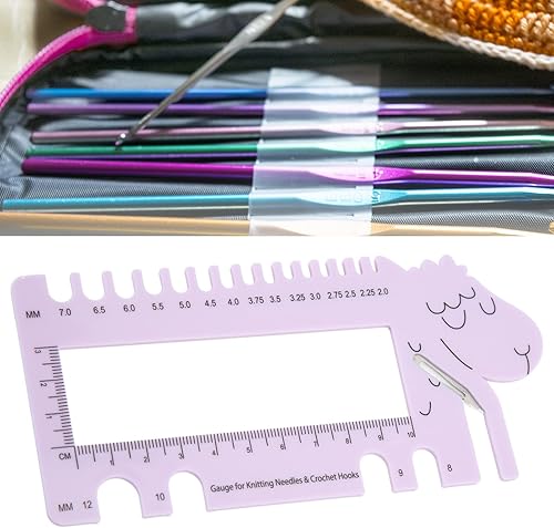 Miniatura 9 de Aguja de tejer calibre ganchillo gancho regla linda apariencia púrpura de la oveja para la medición casera