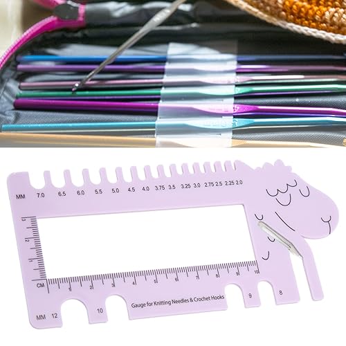 Miniatura 9 de Aguja de tejer calibre ganchillo gancho regla linda apariencia púrpura de la oveja para la medición casera