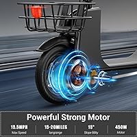 Vista 29 de SEHOMY Folding Electric Scooter with Seat for Adults, 15.5MPH, 20-Mile Range, 36V Battery, 12" Pneumatic Tire, Portable 450W Electric Scooters