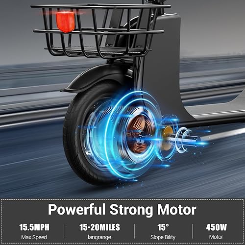 Vista 29 de SEHOMY Folding Electric Scooter with Seat for Adults, 15.5MPH, 20-Mile Range, 36V Battery, 12" Pneumatic Tire, Portable 450W Electric Scooters