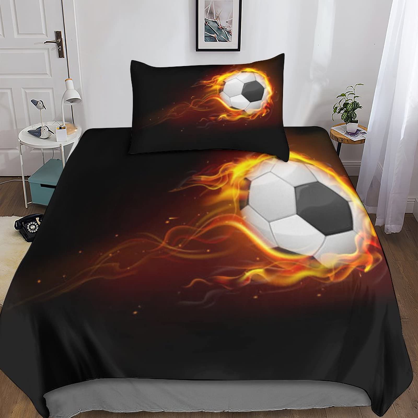 Parure de lit football hypoallergénique en microfibres 3D souples