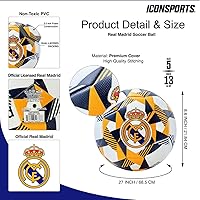 Vista 2 de Icon Sports Real Madrid - Balón de fútbol con licencia oficial, tamaño 5, color blanco con naranja