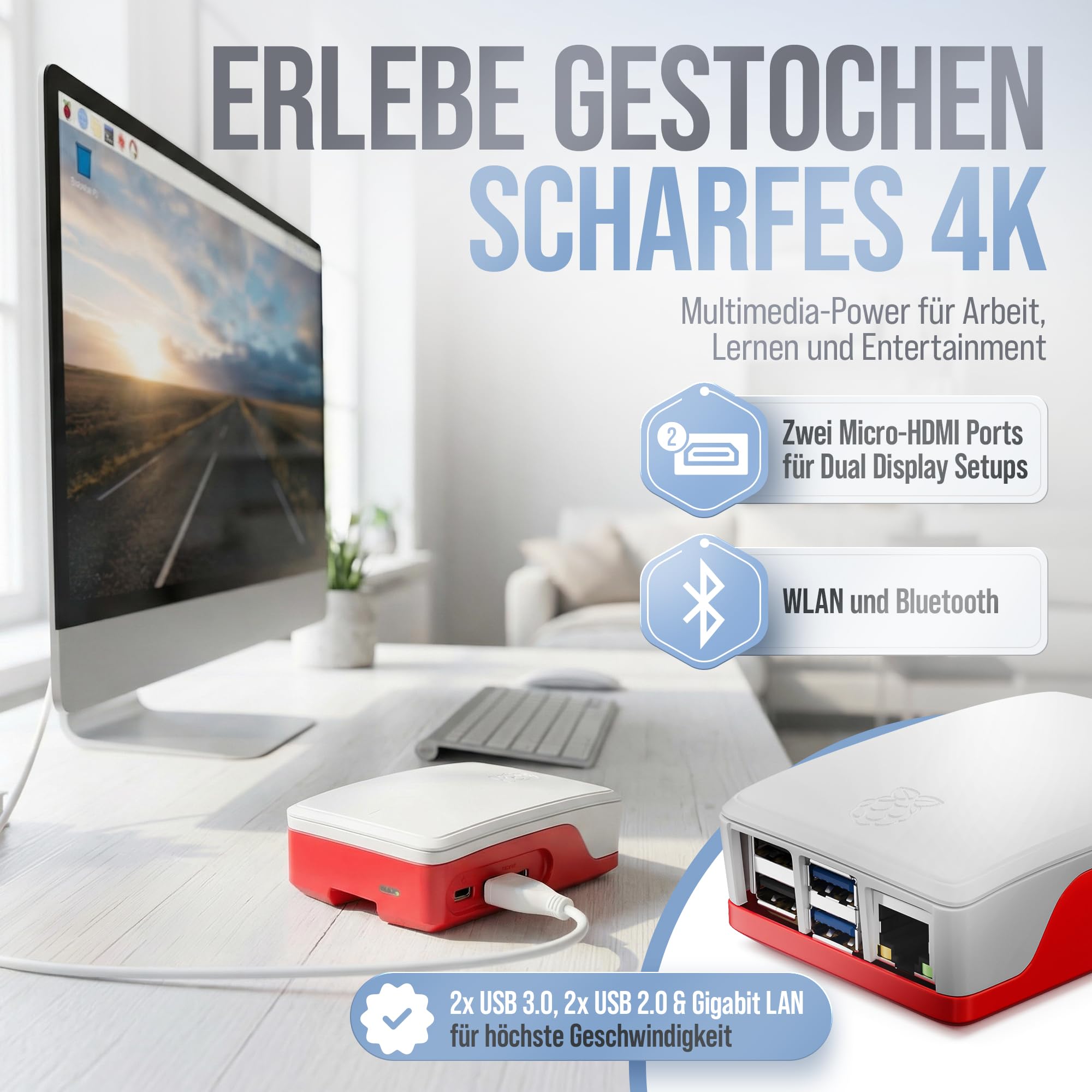 db-tronic Raspberry Pi 5 4GB Starter Set | 64GB Edition | Netzteil 27W | Gehäuse mit Lüfter | 4K Micro HDMI Kabel | Ideal für Smart Home, Retro Gaming & Home Assistant