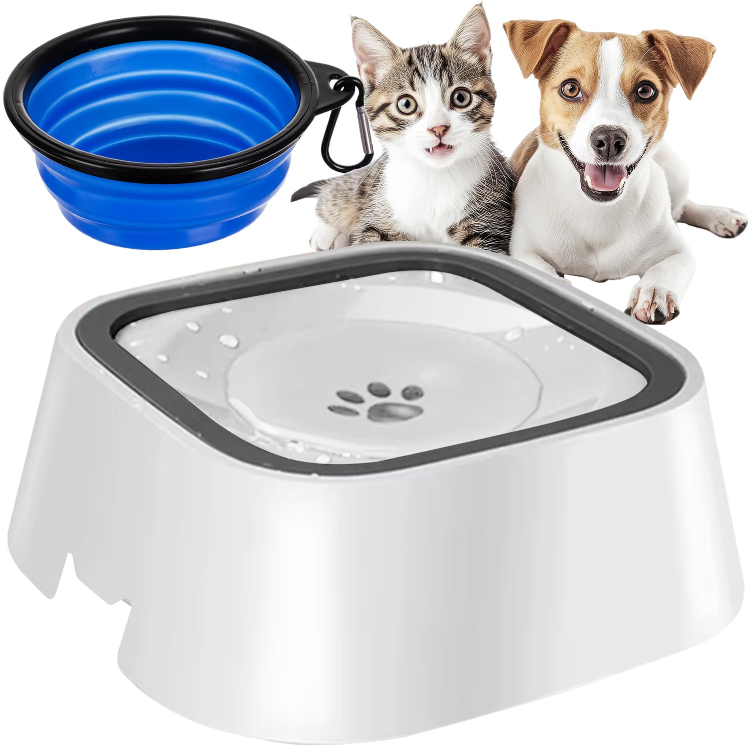 Cuenco de agua para perros, antisalpicaduras, sin babeo, cuenco de comida de viaje, cuenco para perros a prueba de fugas, sin sacudidas, para el hogar y mientras viaja 24342