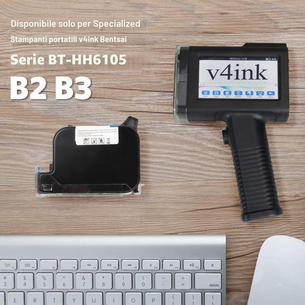 v4ink BT-2580P Sostituzione della cartuccia d'inchiostro nero originale a solvente ad asciugatura rapida compatibile per stampante a getto d'inchiostro portatile BENTSAI BT-HH6105B2, BT-HH6105B3, B10