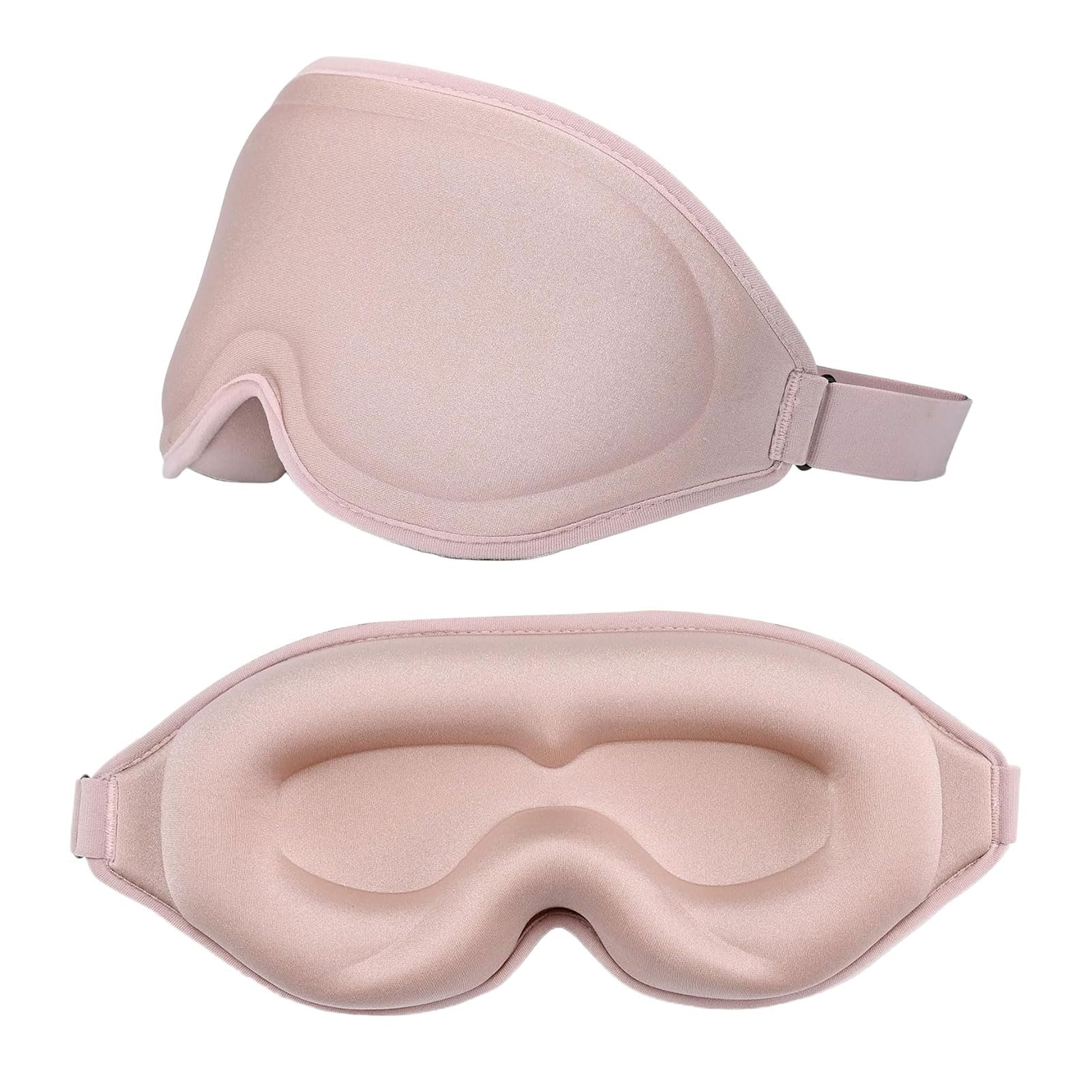 3D Contoured Sleep Mask, Pink Light Blocking Eye Cover, Comfortable Adjustable for Men and...