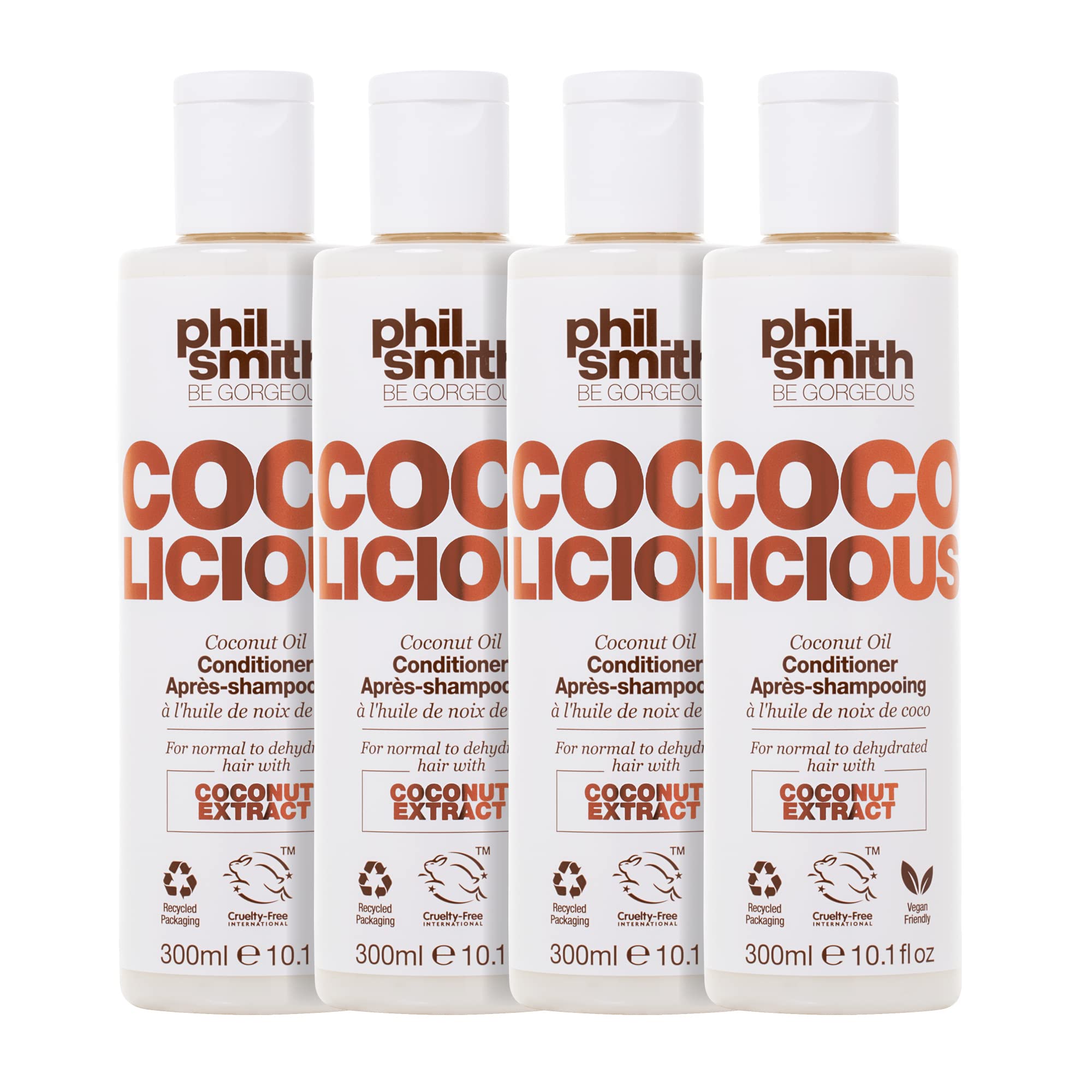 Phil SmithBe Gorgeous | Coco Licious Coconut Oil Conditioner | For Normal to Dehydrated Hair | Vegan Friendly | Silky Soft Nourishing | 300 ml | Pack of 4