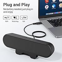 Vista 3 de INGA Altavoces de computadora para PC de escritorio, barra de altavoz de monitor USB con clip, altavoces de escritorio con cable con sonido estéreo