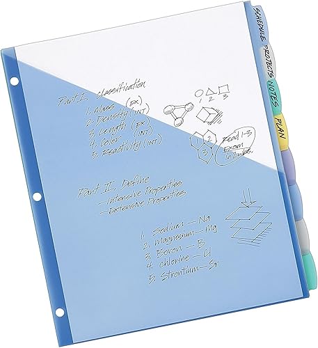 Miniatura 4 de Avery Separadores de plástico de bolsillo para carpetas de 3 anillas, juegos de 8 pestañas, multicolor, pestañas visibles más allá de los