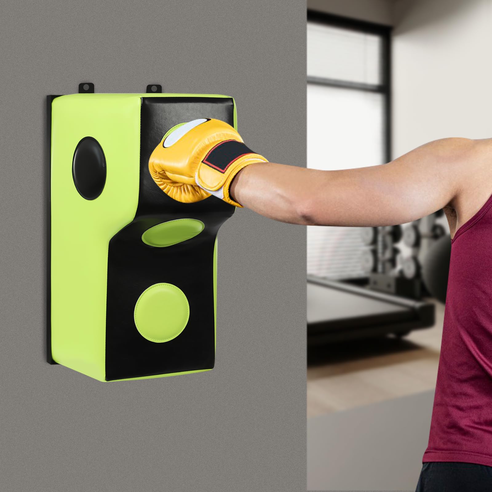 Wall Mount Punching Bag - Space-Saving Boxing Trainer for Uppercuts & Hooks - Durable PU & EVA Construction for MMA and Fitness Training (Green)