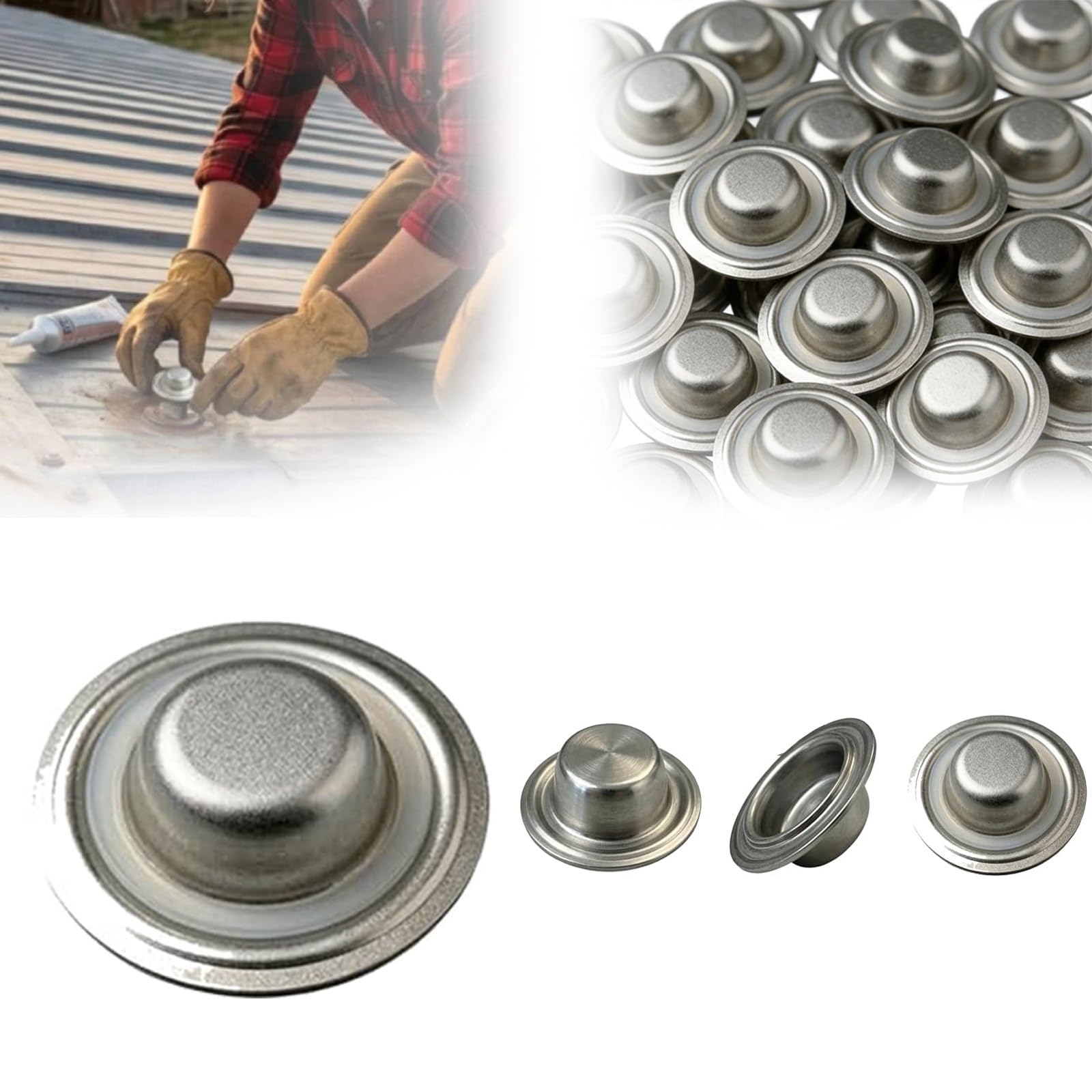150 piezas de tapas metálicas para tornillos de techo, para sellar sobre tornillos existentes. Se requieren cabezas de Galvalume para techos exteriores, revestimientos