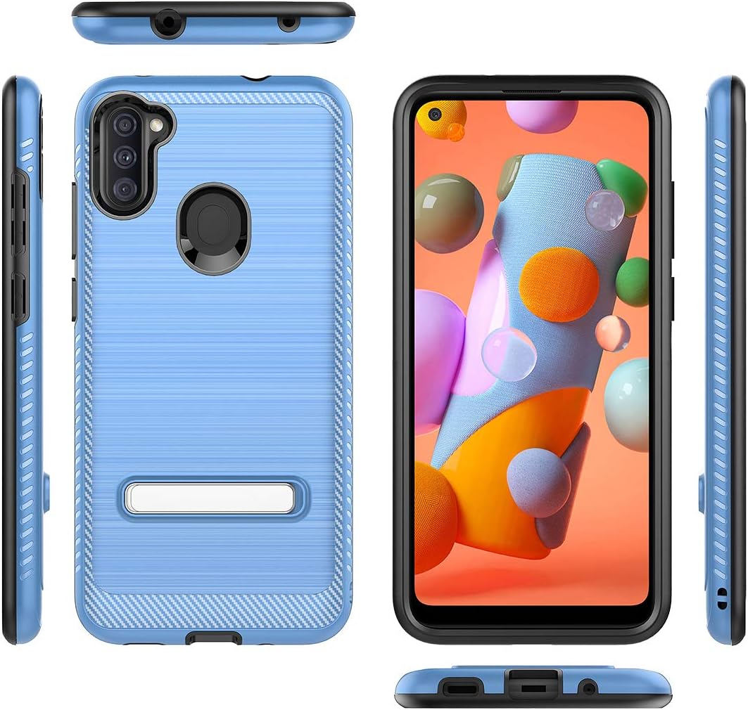Androgate Galaxy A11 Case, Hybrid Shock-Absorption Raised Lip Protective Cover Bumper Case for Samsung Galaxy A11, Blue