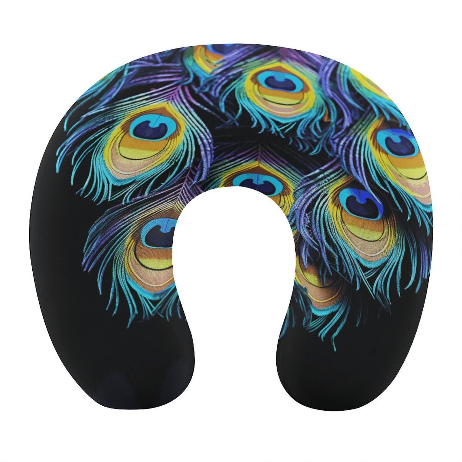 Btcowzrv Style A Bunch Of Peacock Feathers U Shaped Neck Pillow Travel Pillows