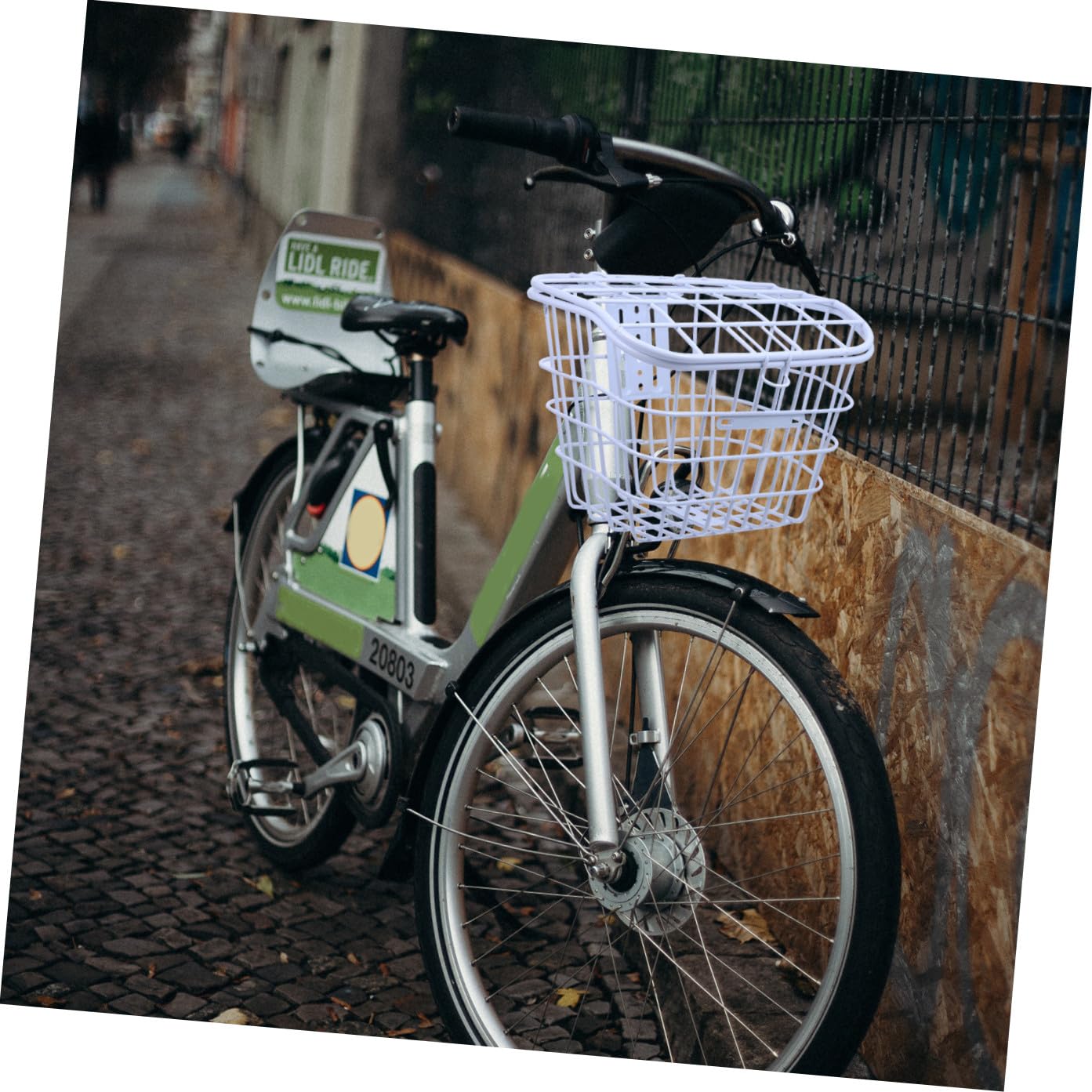 Cesta para Bicicleta de Hierro con Tapa, Cesta Delantera Gruesa y Segura para Almacenamiento en Exteriores