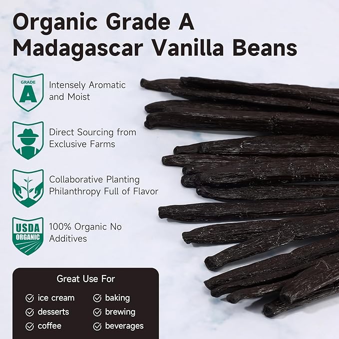 Vainilla Orgánica Madagascar Grado A 6 Vainas para Extracto miniatura 3