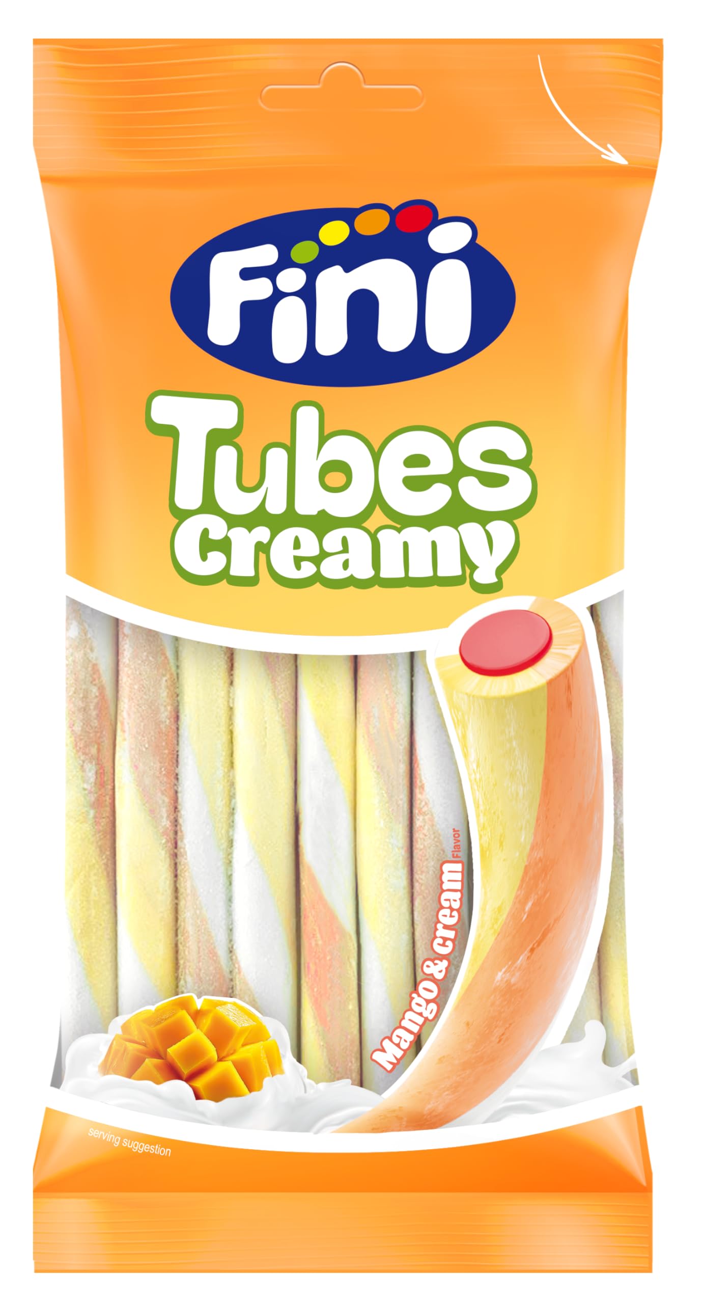 Fini Golosina Tubes Creamy Regaliz 80 gr Chuche Sabor Mango and Cream