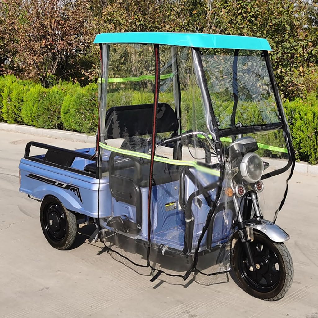 Cubierta para triciclo eléctrico impermeable con toldo de chasis y cortina roja