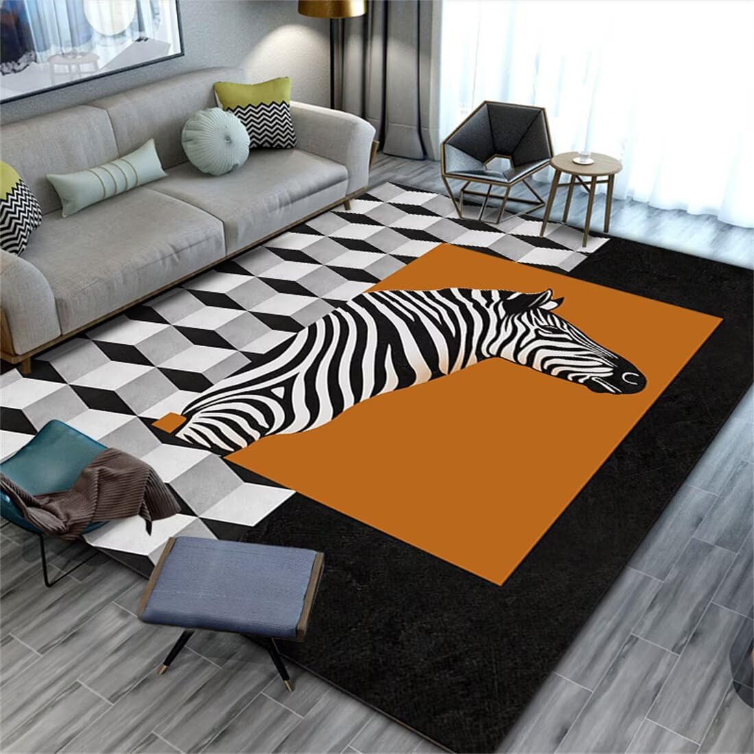 Tapis de couloir de luxe lignes abstraites antidérapant 50x70