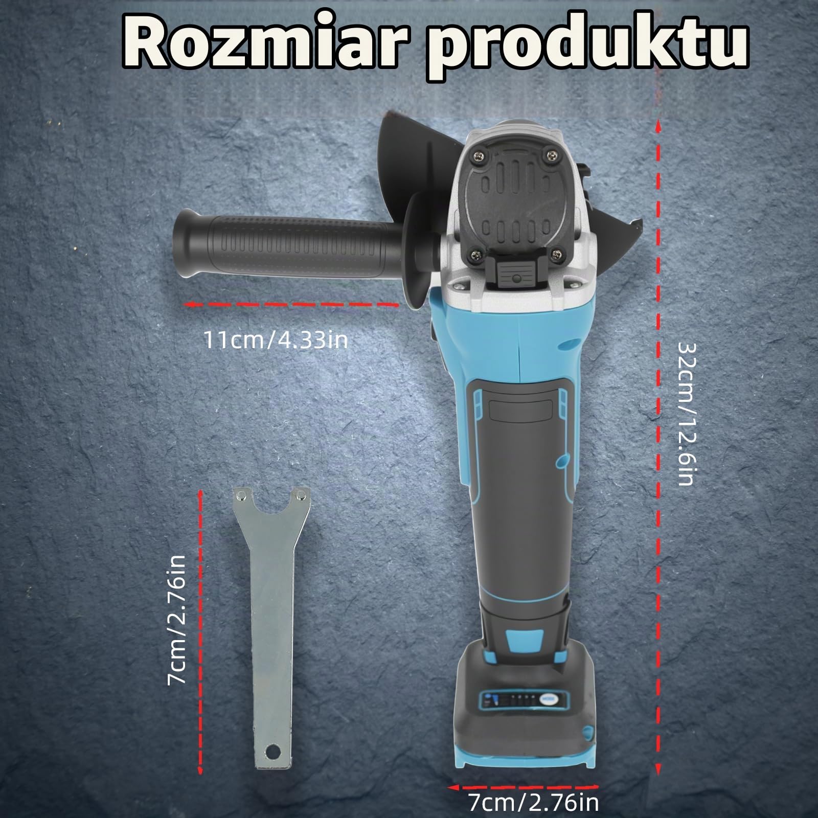 Akumulatorowa szlifierka kątowa kompatybilna z Makita 18 V, 8500 obr./min, 4-stopniowa regulacja prędkości, tarcza szlifierska 125 mm z kluczem szlifierskim do szlifowania, cięcia i polerowania (bez