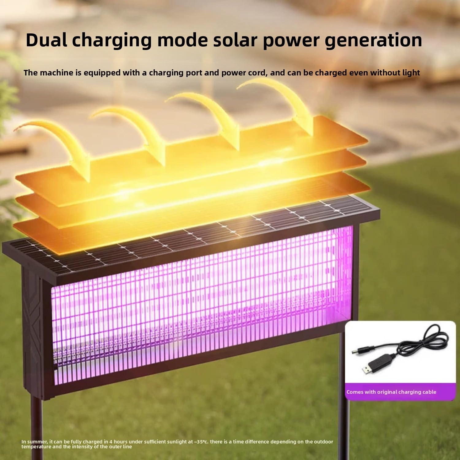 Matamosquitos solar, exterminador de insectos con luz UV, repelente de plagas impermeable para patio, jardín, parque, comunidad, control eficaz de mosquitos e insectos (negro, 23 cm)