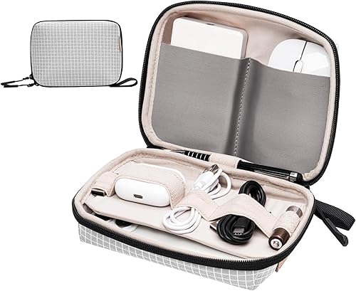 Miniatura 11 de SIMTOP Funda organizadora de electrónica pequeña, funda de viaje portátil para cable, cargador, teléfono y auriculares, almacenamiento de cable