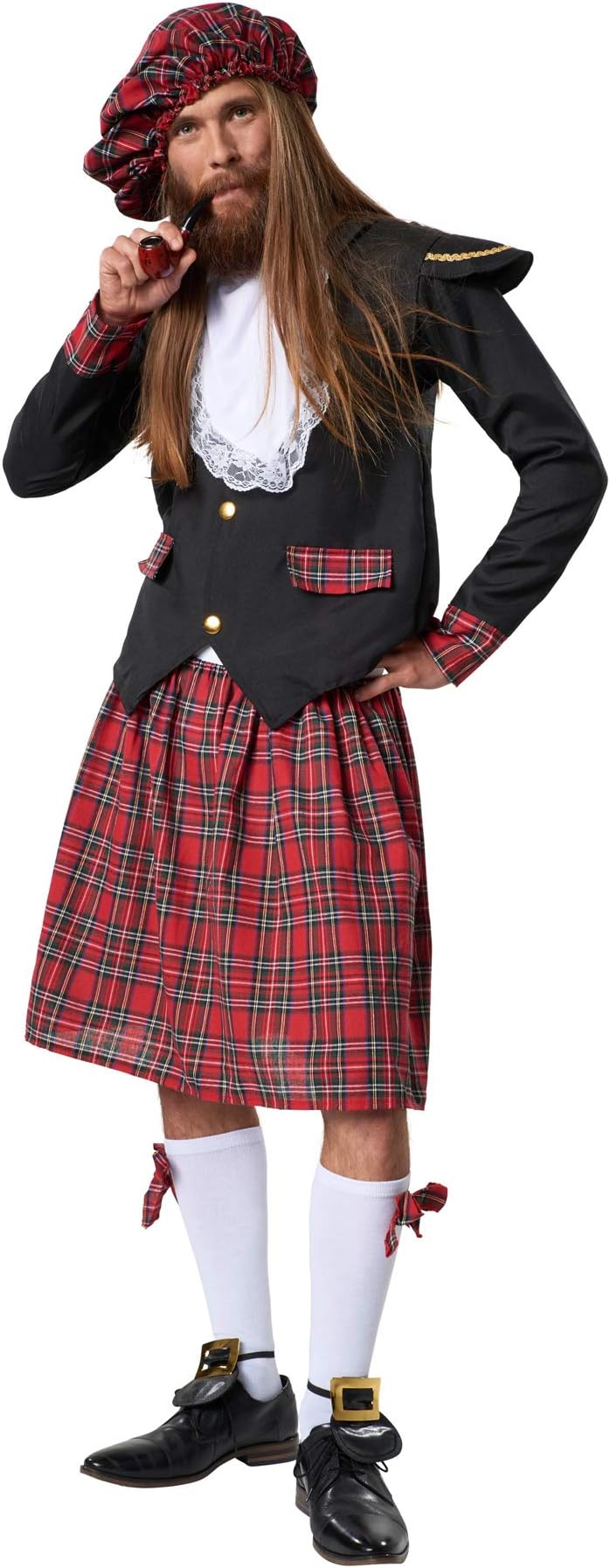 dressforfun 900424 - Men's elegant Scotsman Costume, Jacket and Kilt with Knee Socks and billowy Cap (S | No. 302080)