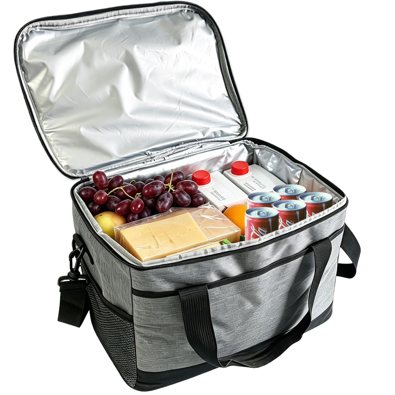 Cool Bag - 30 Litre Cool Box - Collapsible & Insulated Cooler Bag Lunch Bag Keep Warm & Cold, Leak-Proof, With Carriying Straps, Multiple Pockets -for Travel Camping Picnics BBQ Outdoor Activities