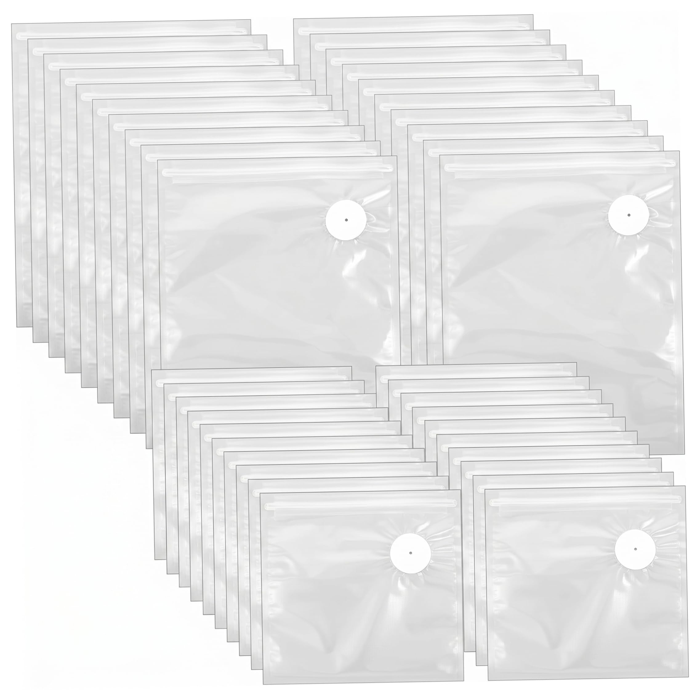 Bolsas selladoras al vacío para alimentos, paquete de 40 bolsas selladoras al vacío para alimentos, reutilizables de grado grueso con válvula de aire, blancas (20 pequeñas de 8, 27 x 8, 66 pulgadas