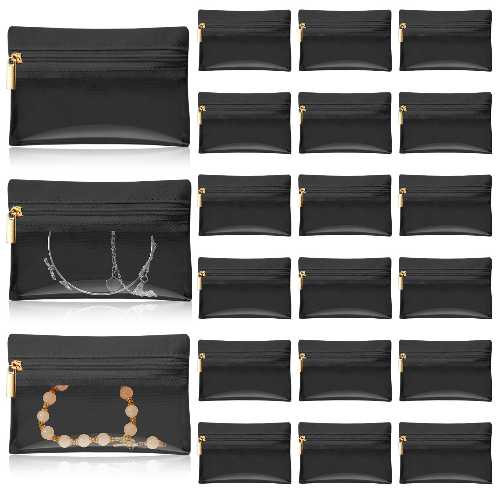 Uiifan 36 Pcs Travel Jewelry Bag Bulk Zipper Jewelry Pouch Flannel Portable Pocket Organizer for Necklace Earring Women Gift