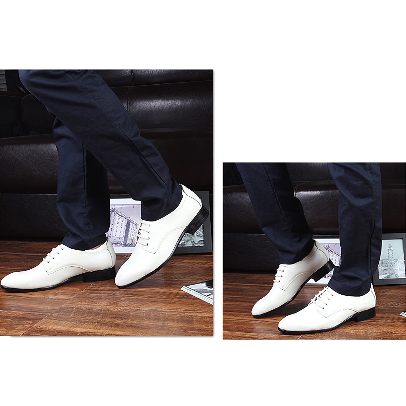 ANUFER Uomo Inteligente Vera Pelle Scarpe da Sera Formale Azienda Derby Allacciate