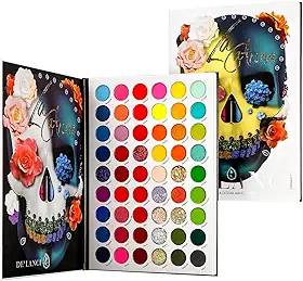 Afflano Paleta de sombras coloridas arco-íris alto pigmento 54 cores, paleta de maquiagem orgulho sombras de ojos, neon brilha em sombra escura para o festival de Halloween SFX crânio vampiro emo