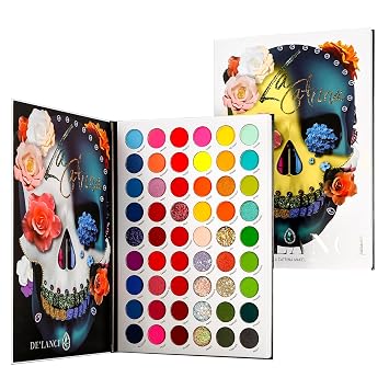 Afflano Colorful Rainbow Eyeshadow Palette High Pigment 54 Color, Pride Eyeshadow Makeup Palette Sombras de Ojos, Neon Glow in Dark Eye Shadow for Halloween Festival SFX Skull Vampire Emo Goth Makeup