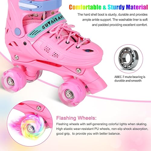 Miniatura 5 de Patines de ruedas, patines ajustables con ruedas iluminadas para niñas, niños, adolescentes, principiantes y avanzados, con equipo protector y bolsa