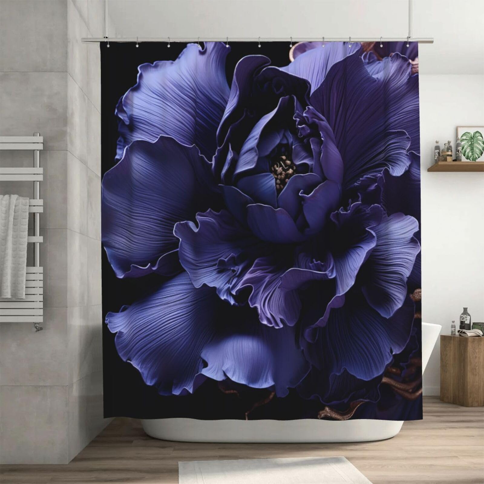 Rideau de douche anti-moisissure et étanche à motif floral violet
