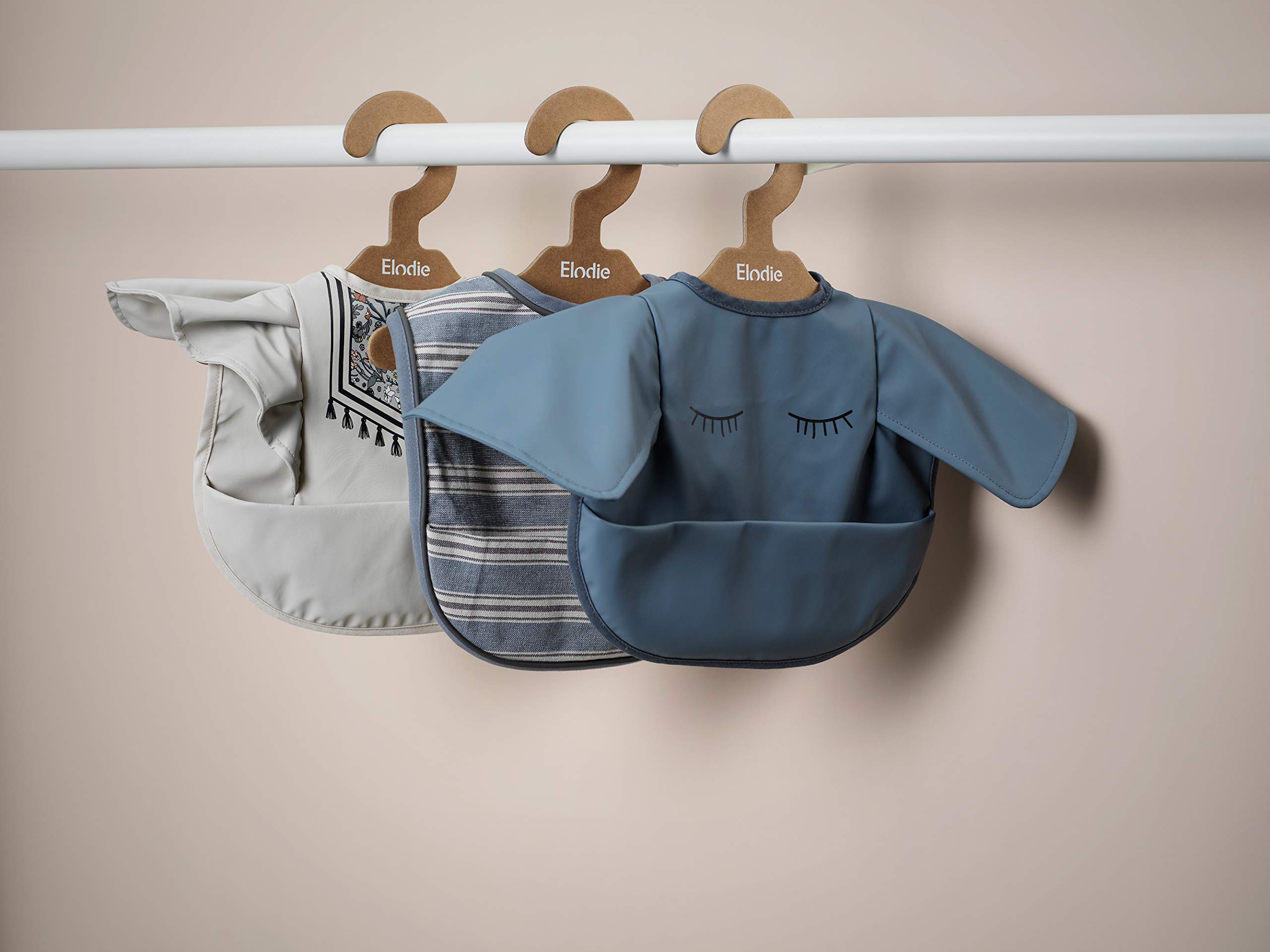 Elodie Details Bavoir Bébé Imperméable Souple Récupérateur - Design Scandinave - Humble Hugo, Bleu
