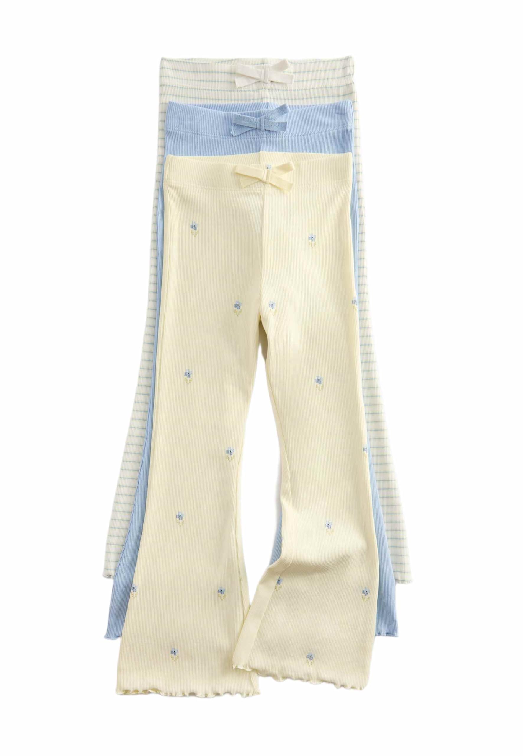 Marks & Spencer Kinder Unisex Baumwolle Hose 3er-Pack Regular | Mit mittlerem Bund, Beinform: Knöchellang, Waschung: Mittelblau, Zum Reinschlüpfen, Leicht