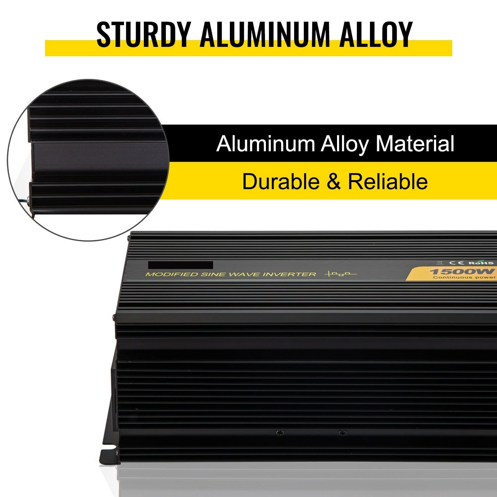 Zmodyfikowany falownik sinusoidalny DC12V / DC24V do AC120V Ekran LCD ze stopu aluminium i amp;Wskaźniki LED do zasilania samochodu w domu(1600W)