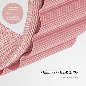 ONEFLOW Active Loop Compatible with Apple Watch 9 (45 mm) Strap Nylon Fabric Textile iWatch Bracelets Women Men Sport Thin Soft Outdoor Sports Strap Replacement Watch Band Pink