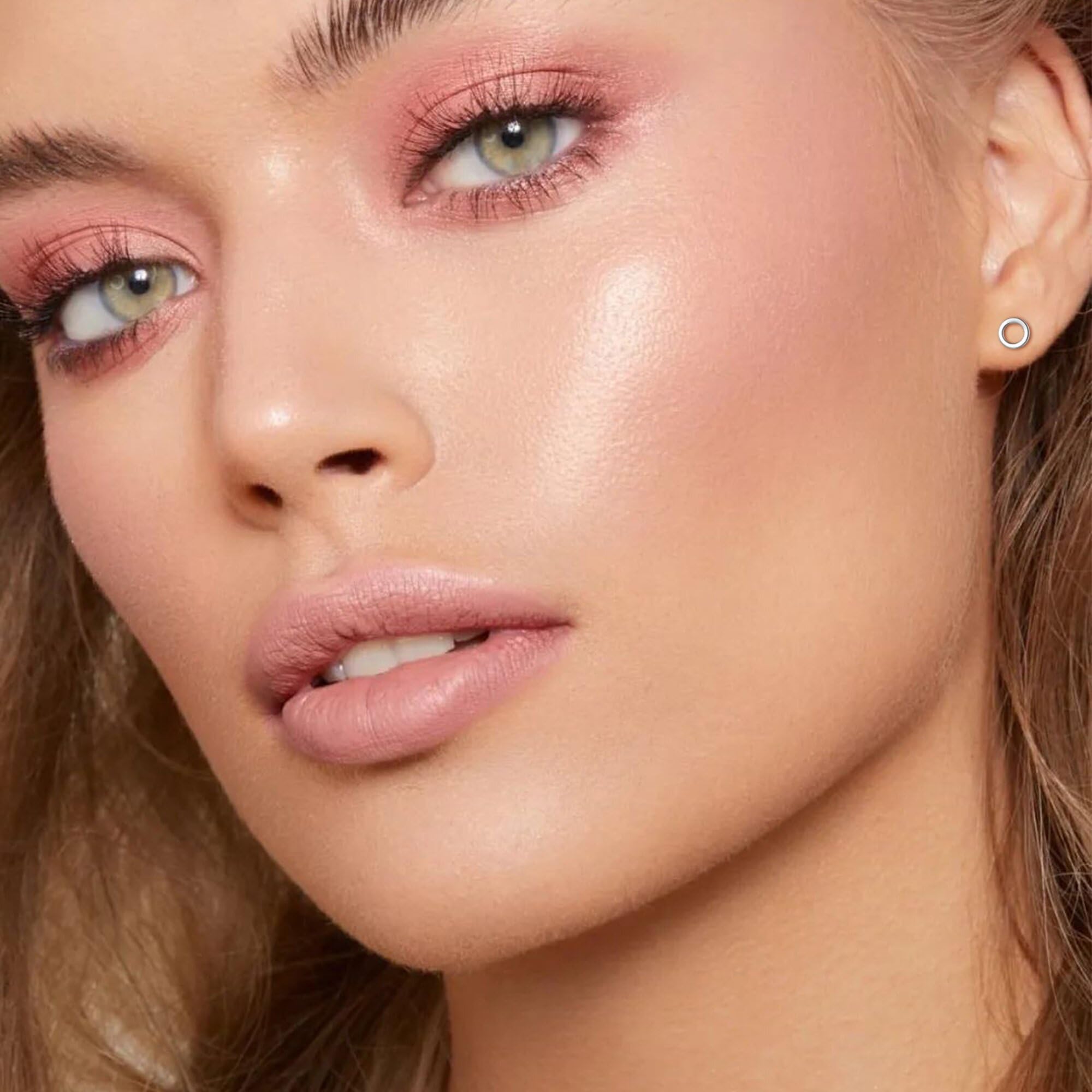 FACOKO Orecchini a lobo da donna in titanio con fondo piatto ipoallergenici, adatti a uomo e donna 5 mm rotondi cavi/croce/fulmine