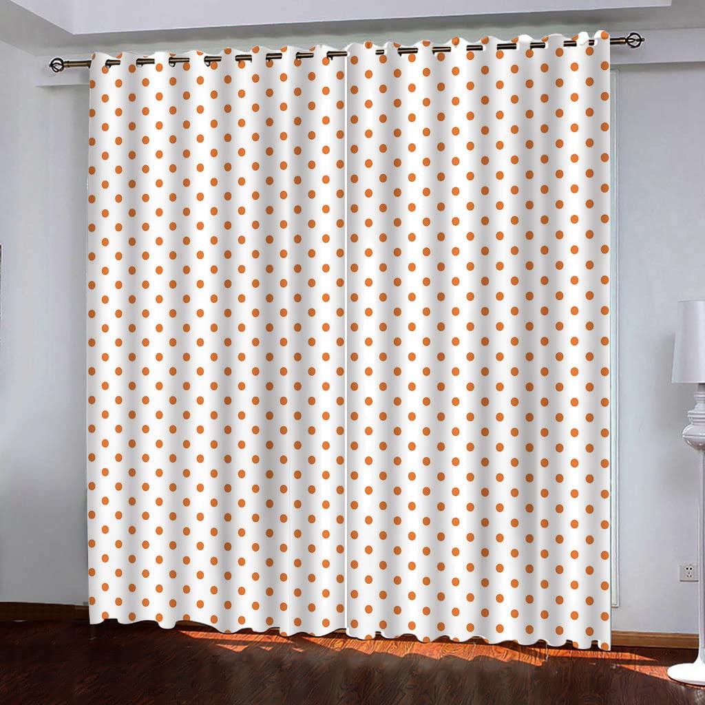 Rideaux occultants imprimés 3D moderne 140x270cm blanc à points lot de 2 pour salon