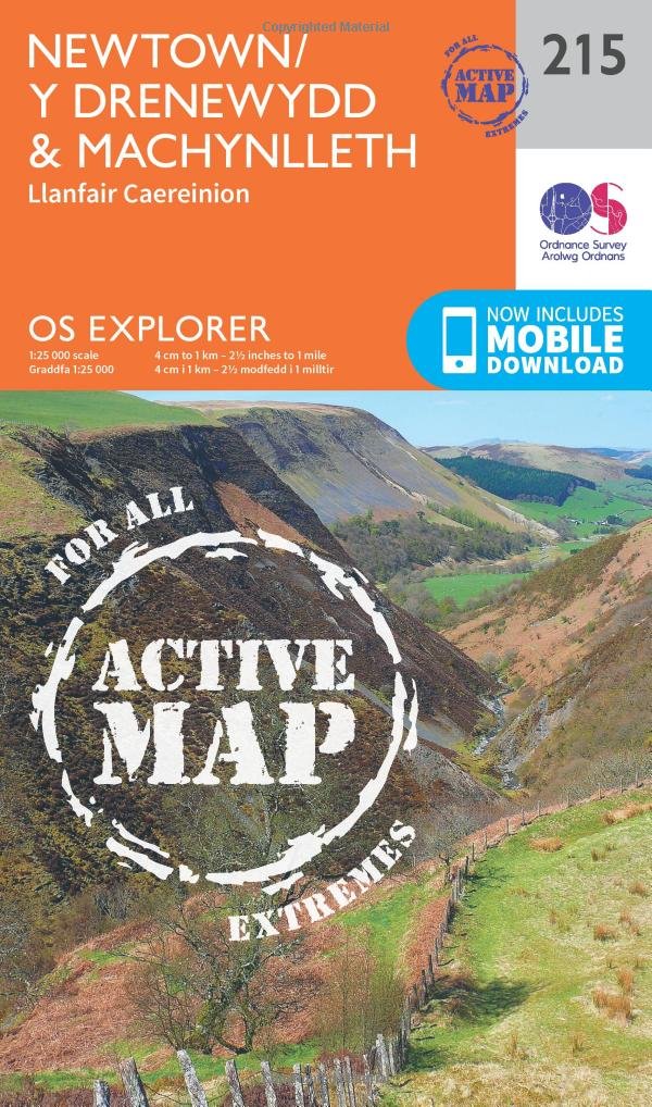 Ordnance Survey Active Explorer Map 215 Newtown and Machynlleth