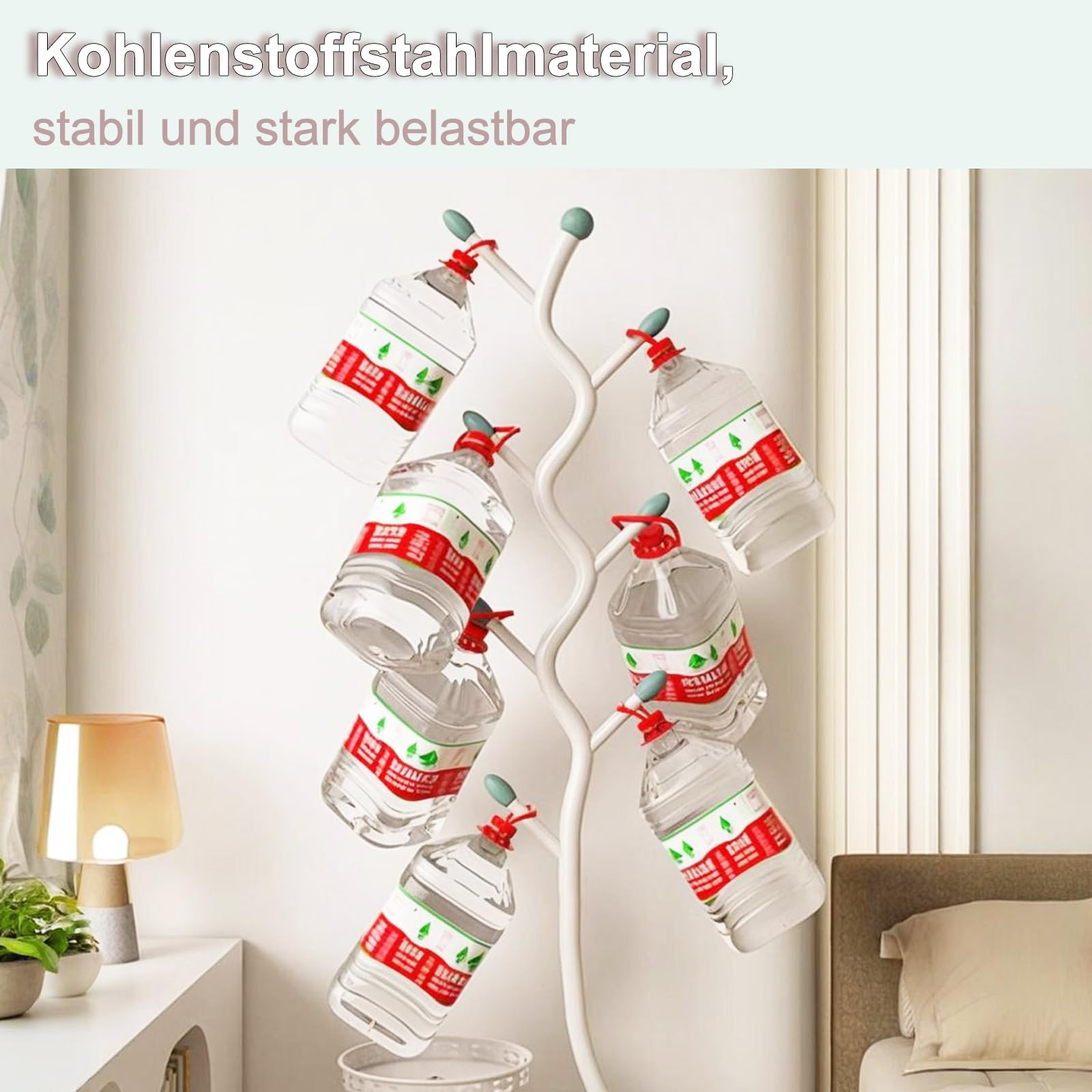 Baumförmiger Garderobenständer mit 2 Ablagen, Kleiderständer Gold mit Ablage, 8 Haken, Jackenständer Stehend, Kohlenstoffstahl, Hanger Coat Stand, Lackiert, 29×29×170cm(Gold)
