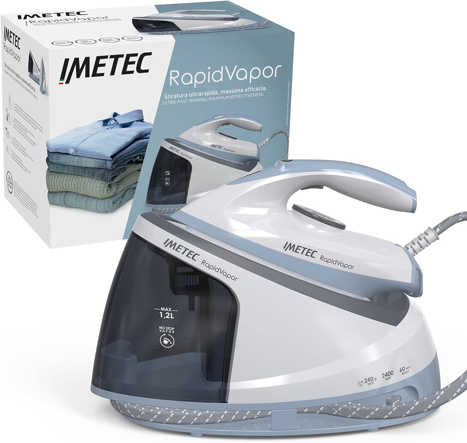 Fer à repasser Rapidvapor Imetec avec plaque céramique et jet vapeur 240g
